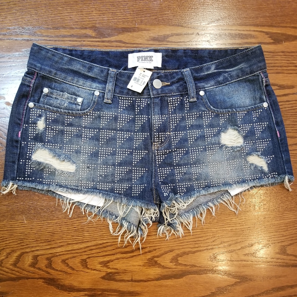 PINK shorts bling stud front BNWT